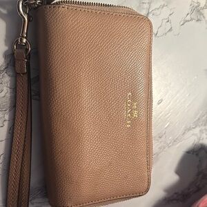 Coach Beige Leather Wristlet